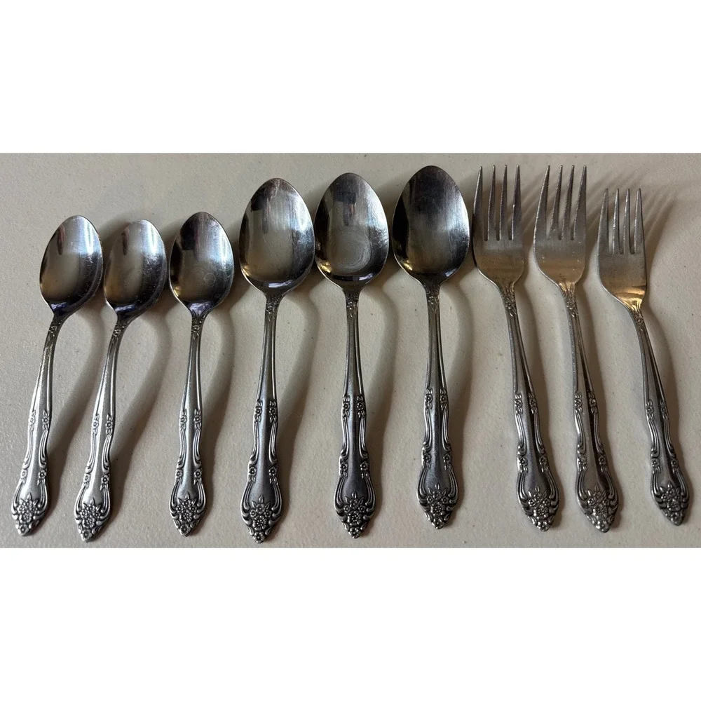 Rogers Dream Rose Stainless Flatware Korea Stanley Roberts Lot Of 9 Replacement